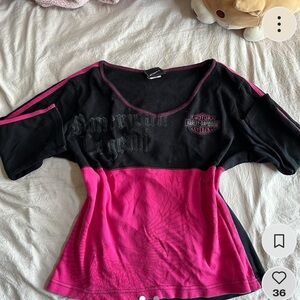 vintage harley davidson 3/4 length top